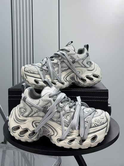 Damage Panel Chunky Sole Sneakers WN24592