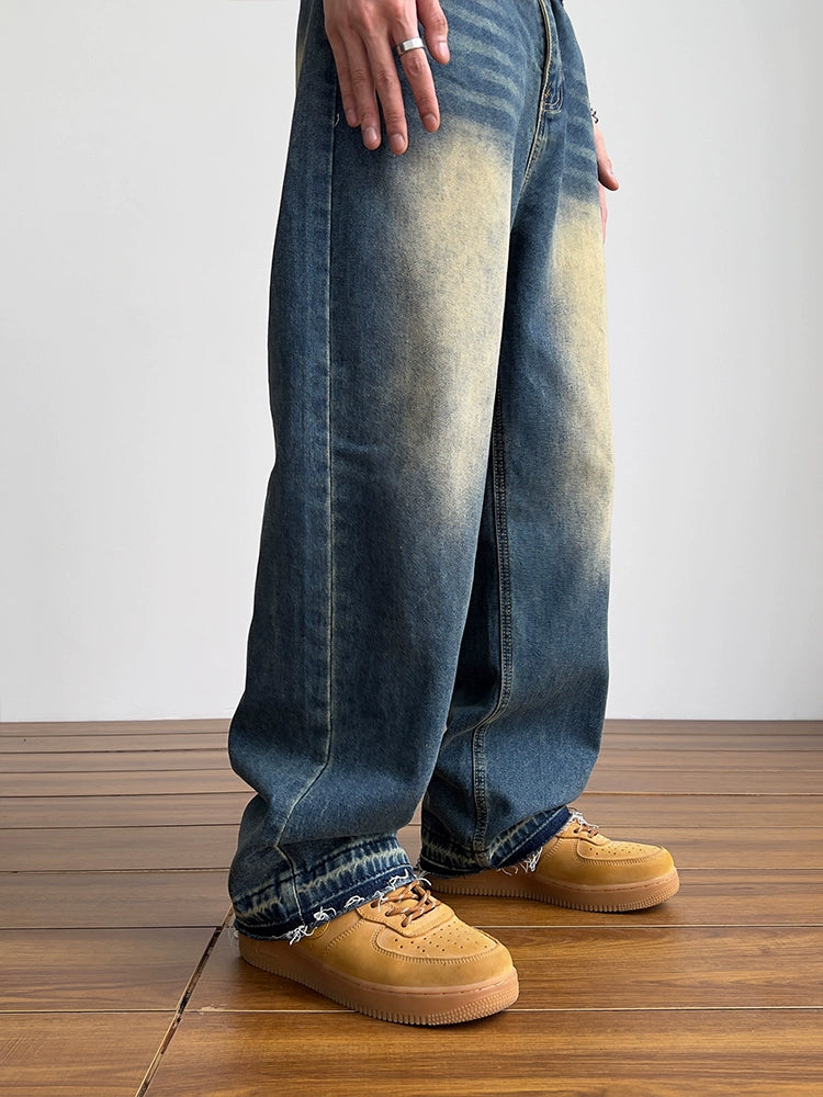 Raw-edge Wide-leg Denim Jeans WN5691