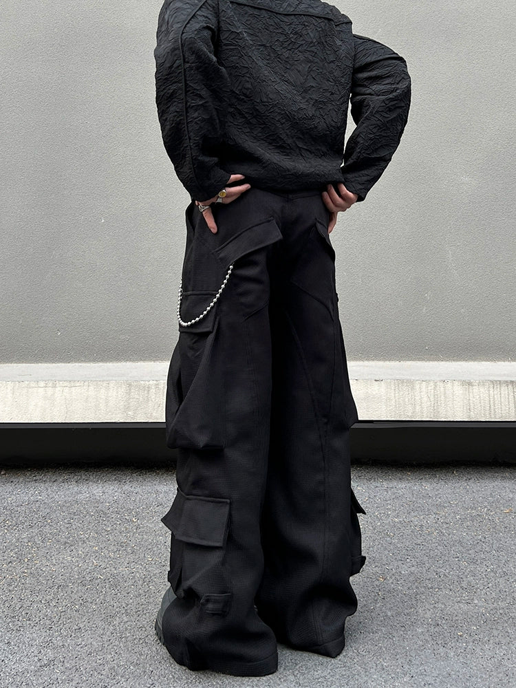 Multi-Pocket Wide Leg Straight Cargo Pants WN19567