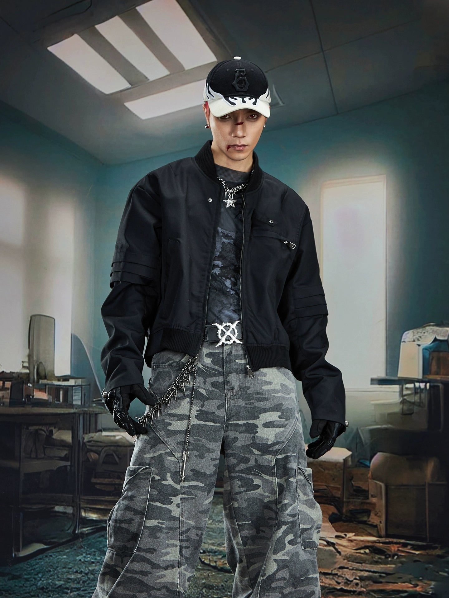 3D Cut Embroidery Letter Print Short Jacket WN20597