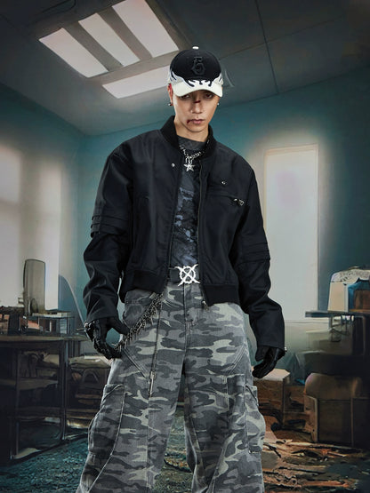 3D Cut Embroidery Letter Print Short Jacket WN20597