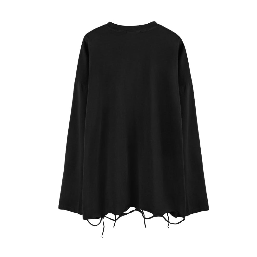 Raw Hem Damage Long Sleeve T-Shirt WN26833