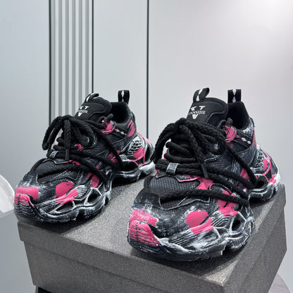 Paint Splash Rope Lace Chunky Sole Sneakers WN24635
