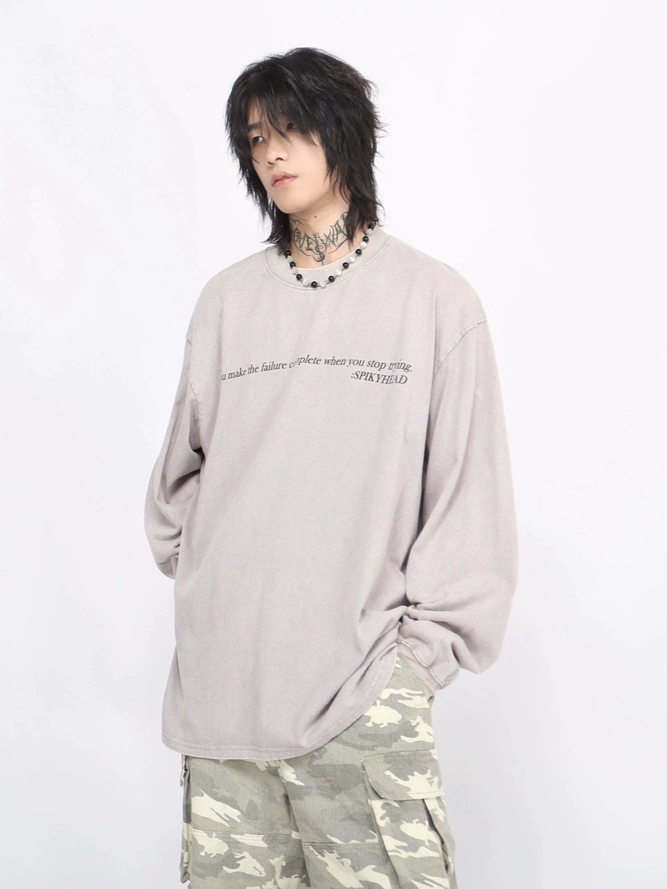 Oversize Washed Long Sleeve T-shirt WN8349