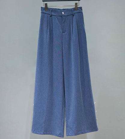 Draped Wide Leg Straight Trousers WN23872