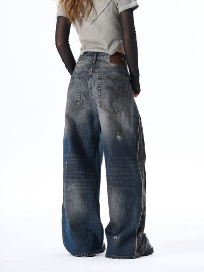 Panel Wash Wide Leg Denim Jeans WN23107