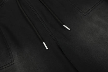 Washed Damage Drawstring Wide Leg Sweatpants WN25446
