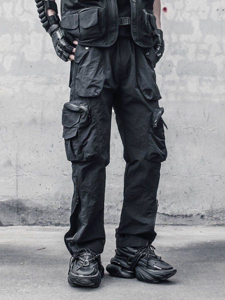 Zipper Large Pocket Straight Cargo Pants WN22379