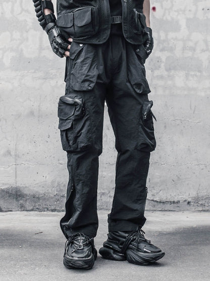 Zipper Large Pocket Straight Cargo Pants WN22379