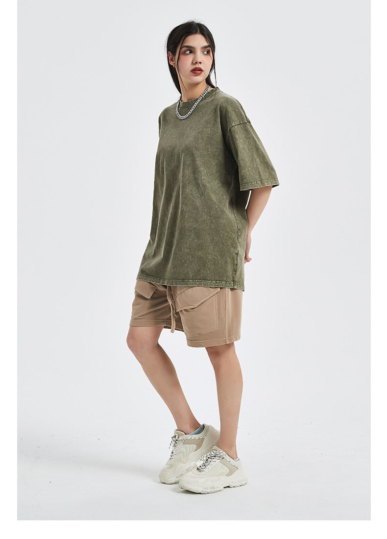 Vintage Dyed Oversize Short-sleeve T-shirt & Vintage Dyed Short Sweatpants Setup WN6631
