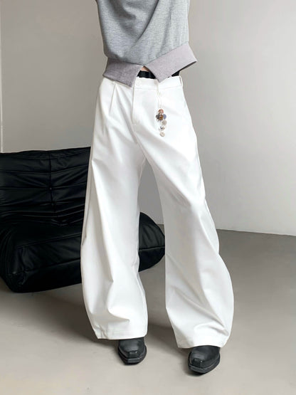 Pin Detail Curved-Cut Wide Leg Trousers WN20084