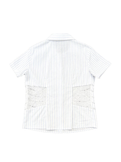 Lace Dagger Patchwork Print Short Sleeve Shirt WN19100