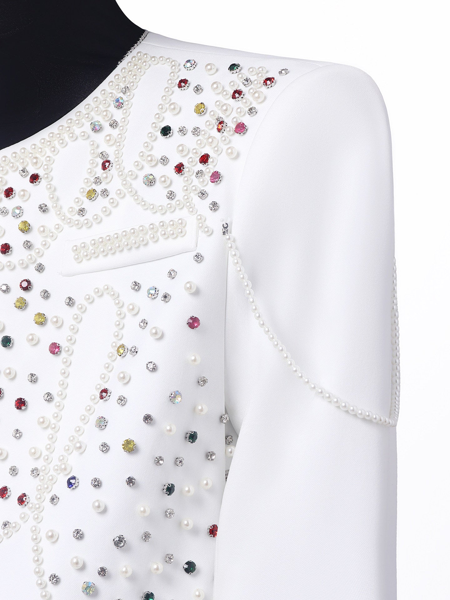 Rhinestone Pearl Decor Tailored Jacket WN23699