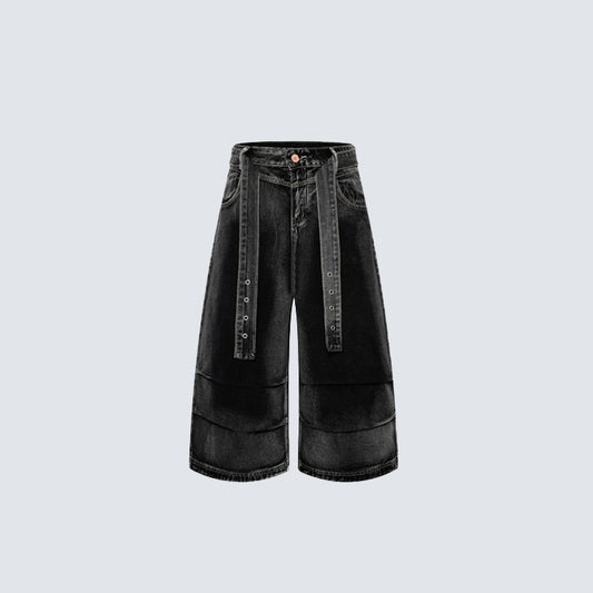 Denim Workwear Wide Leg Half Pants WN27941