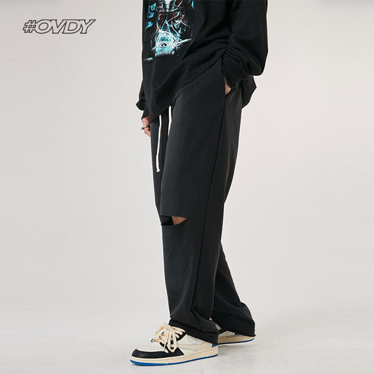 Damage Drawstring Fleece Linning Pants WN12331