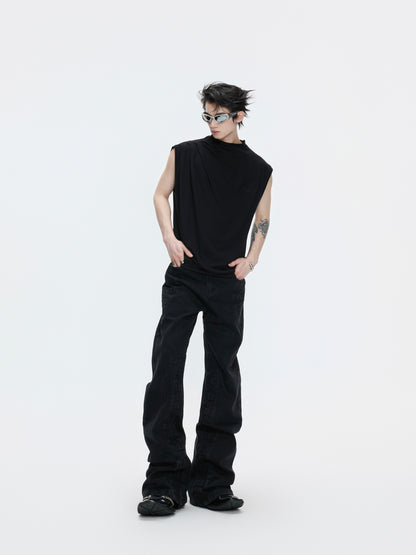 Embroidery Stretch Oversize Sleeveless T-Shirt WN26990