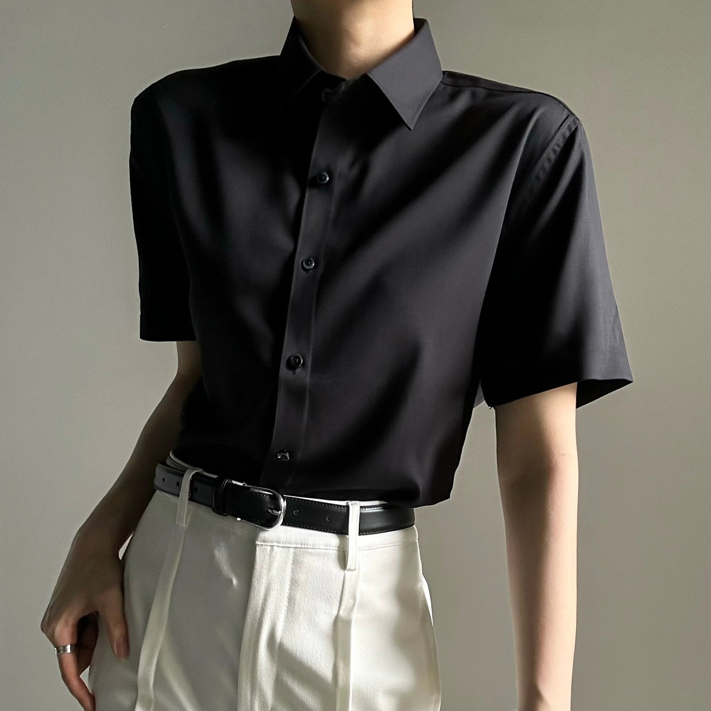 Plain Design Short Sleeve Shirt WN19660