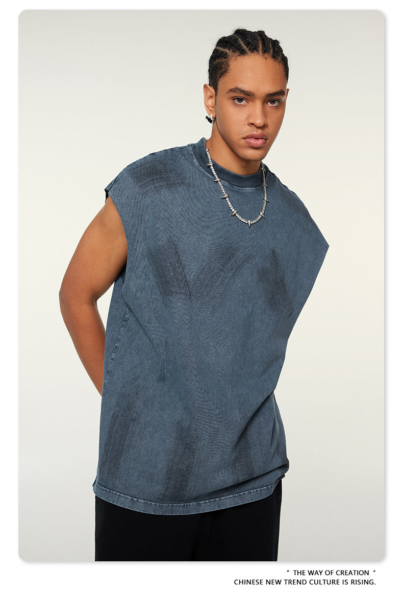 Washed Damage Oversize Tank Top T-shirt WN6440