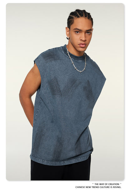 Washed Damage Oversize Tank Top T-shirt WN6440