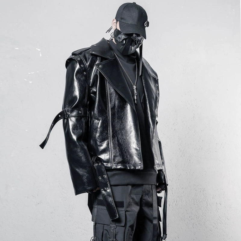 Lapel Asymmetric Zipper PU Leather Jacket WN22421