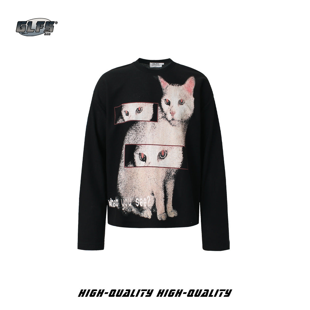 Cat Graphic Long Sleeve T-Shirt WN26459