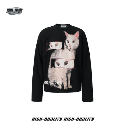 Cat Graphic Long Sleeve T-Shirt WN26459
