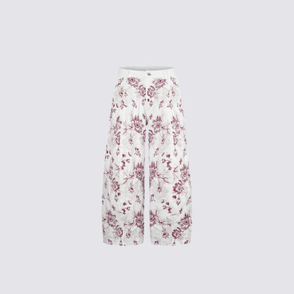 Floral Print Wide Leg Denim Jeans WN28004