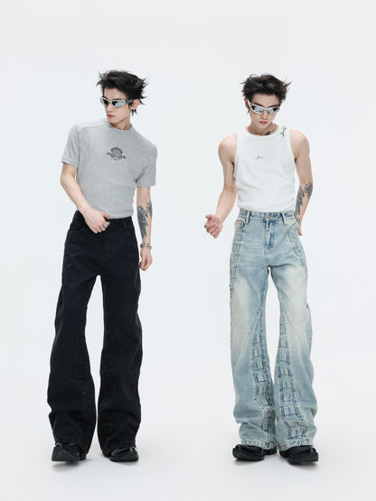 Gradient Wash Whisker High-Waist Wide Leg Denim Jeans WN27005