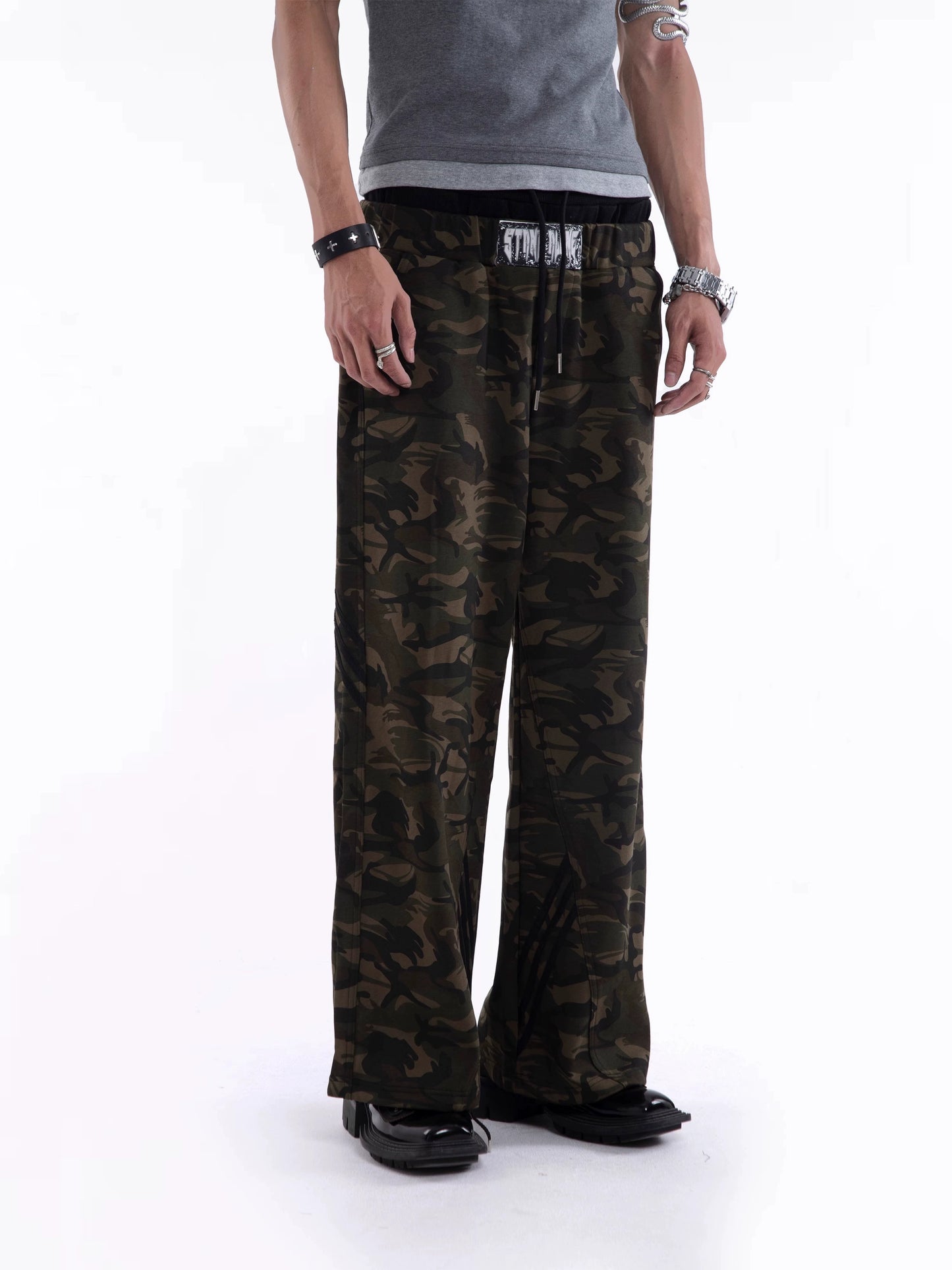 Camouflage Fake Layered Drawstring Pants WN20642