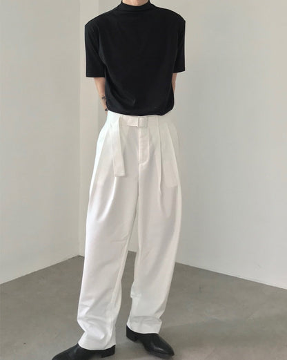 Belted Opaque Straight Leg Pants WN21543