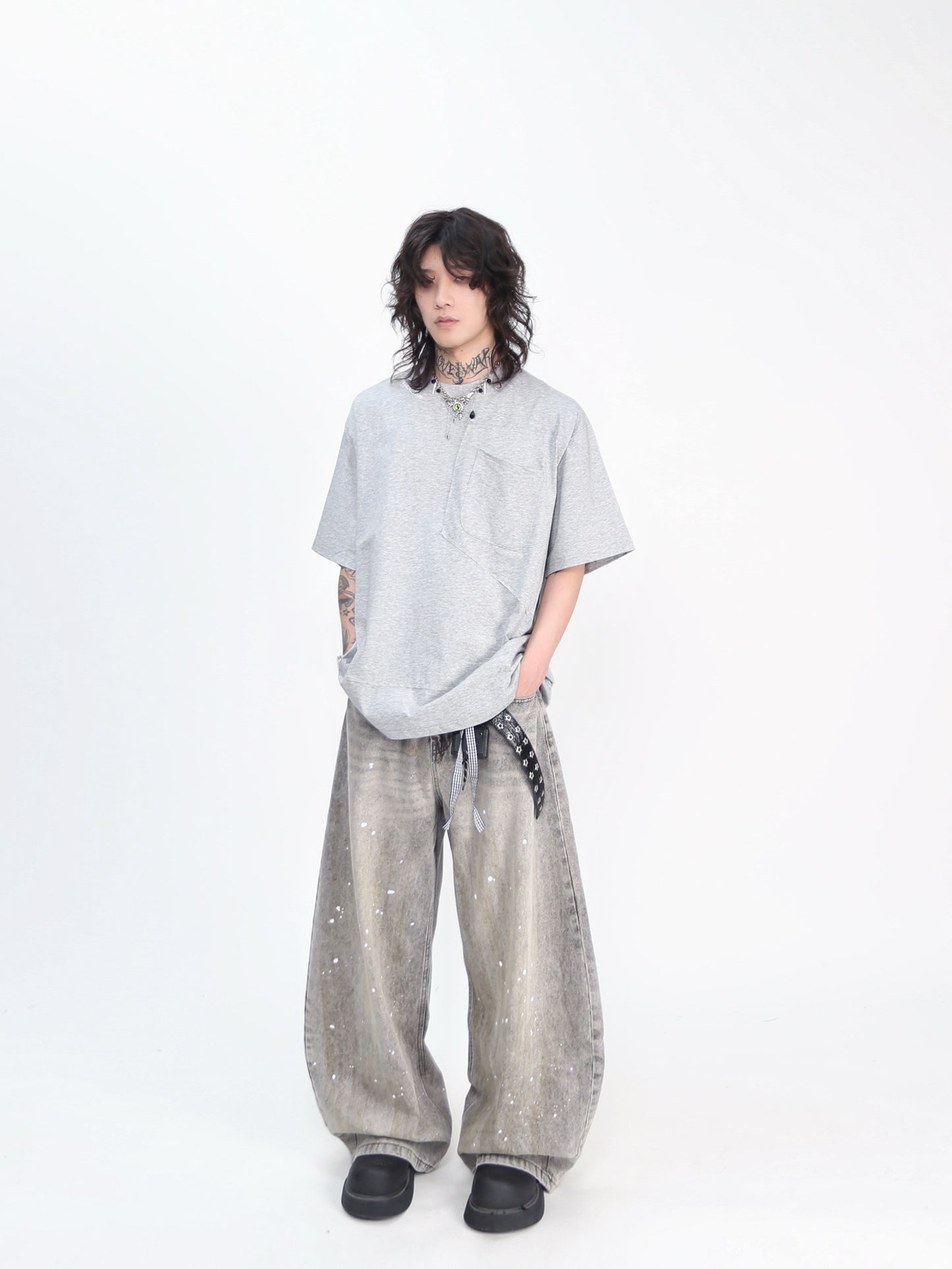 Oversize Pocket Detail Short Sleeve T-Shirt WN24442