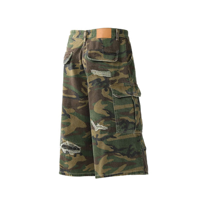 Camo Workwear Denim Wide Leg Short Pants WN25677