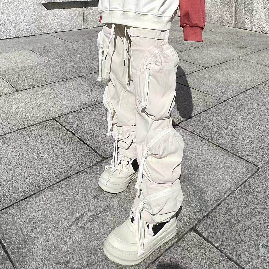 Drawstring Multi-Pocket Tapered Cargo Pants WN24223