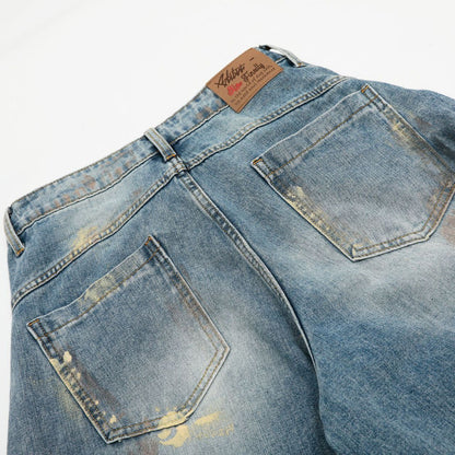 Washed Wide Leg Denim Jeans WN14097