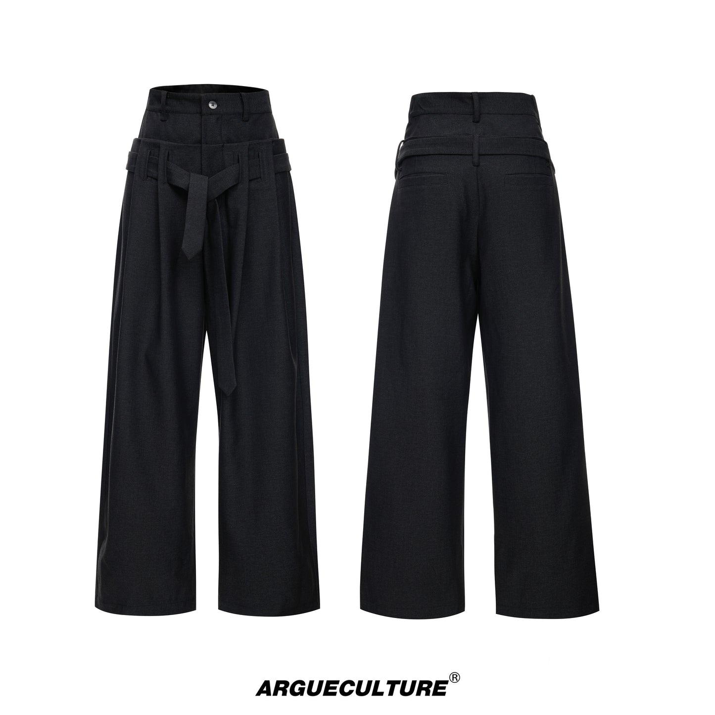 High-Waist Pleats Tie Wide Leg Trousers WN27037