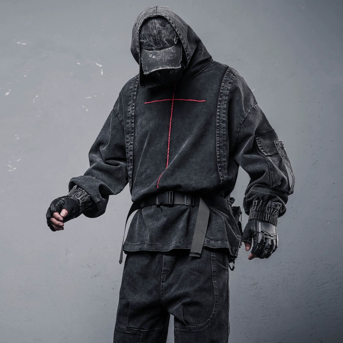 Damage Wash Deconstruct Denim Hoodie WN22429