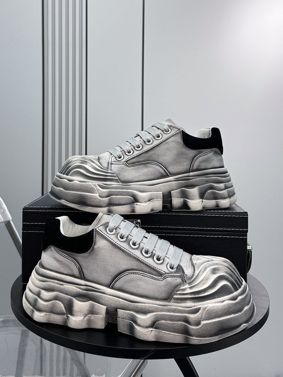 Washed Platform Chunky Sole Sneakers WN24604
