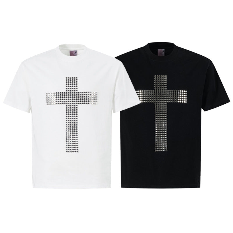 Cross Patch Beads Short Sleeve T-Shirt WN26082