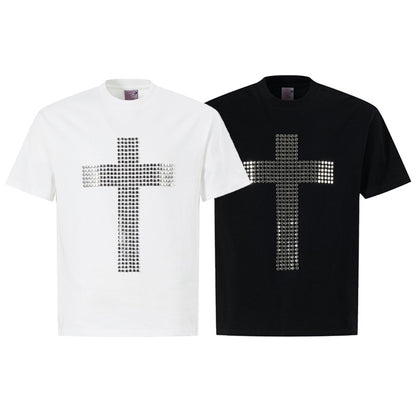 Cross Patch Beads Short Sleeve T-Shirt WN26082
