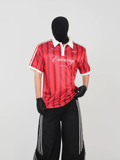 Stripe Design Polo Short Sleeve T-Shirt WN17272