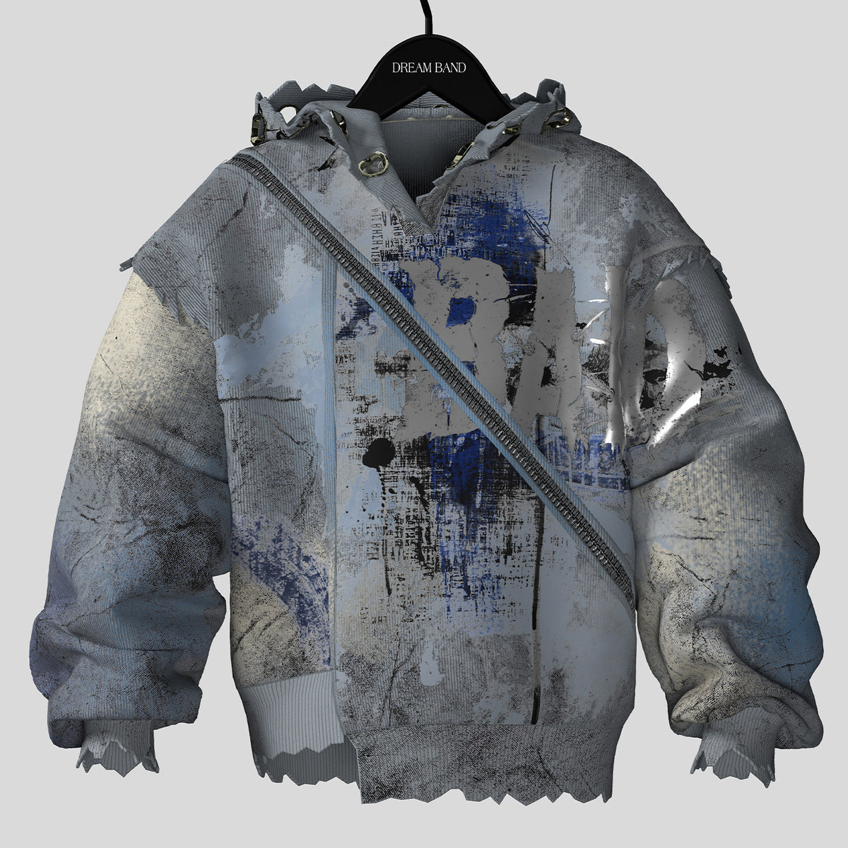 Deconstruction Damage Oversize Pullover Hoodie WN27104