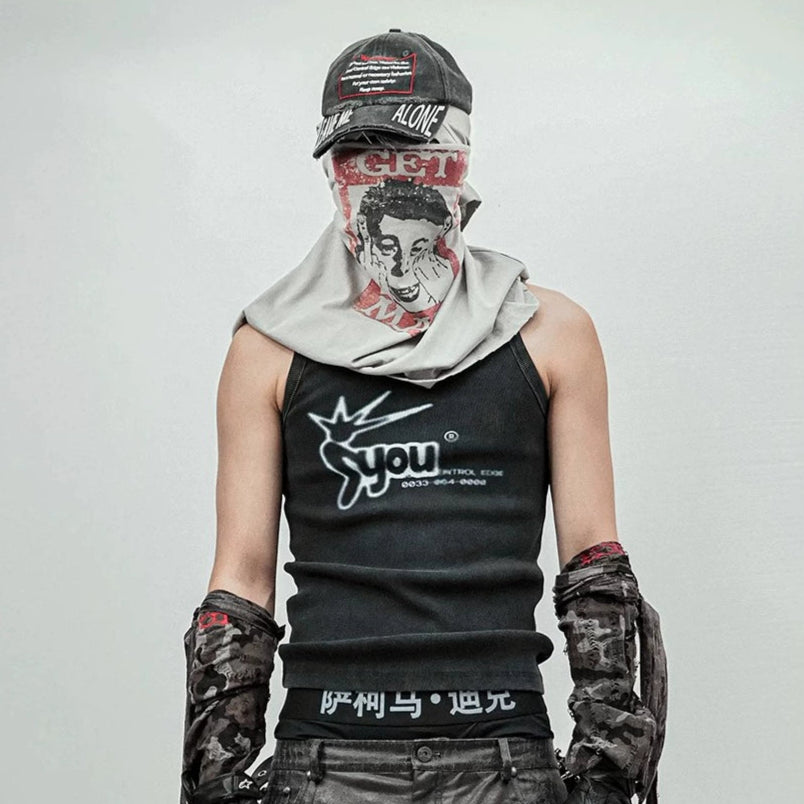 Washed Digital Print Tank Top WN20842