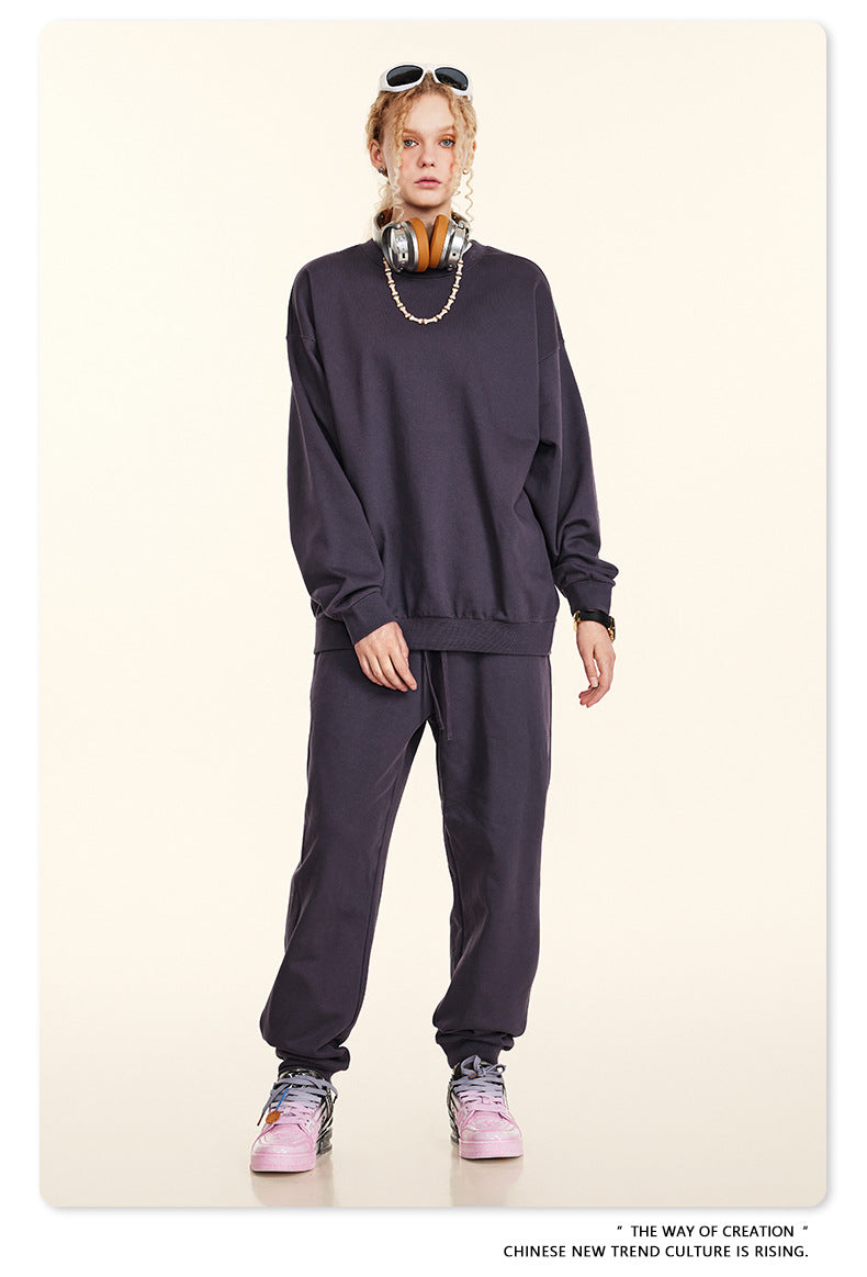 Oversize Heavyweight Basic Round Neck Sweatshirt WN9929