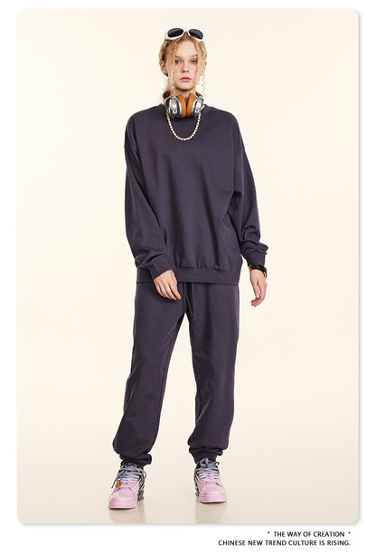 Oversize Heavyweight Basic Round Neck Sweatshirt WN9929
