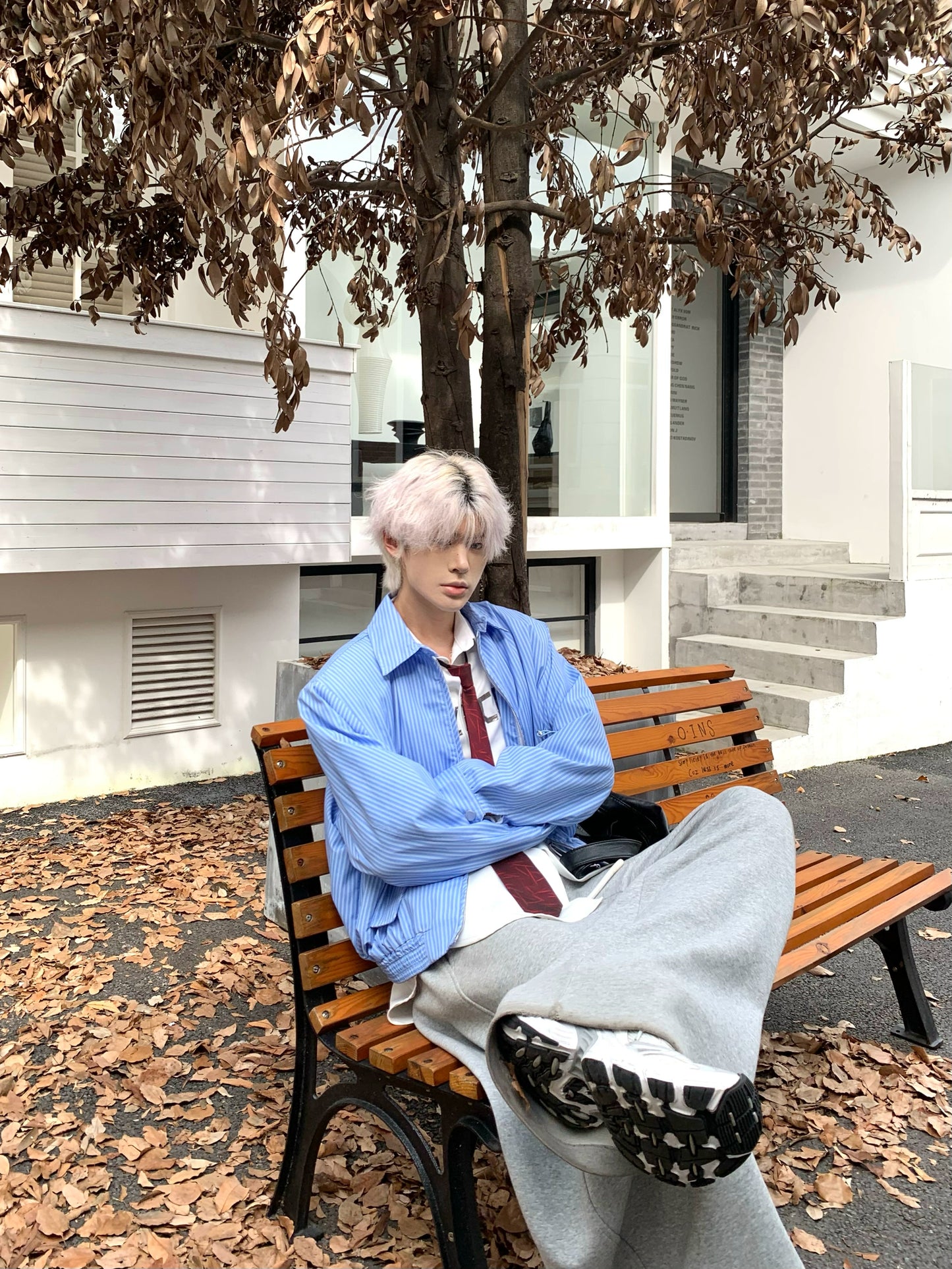 Striped Oversize Long Sleeve Shirt WN19872