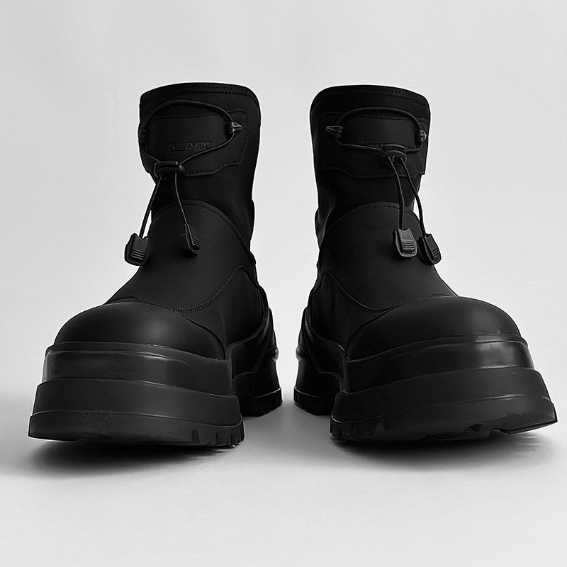 Matte Black Techwear Chunky Boots WN24499