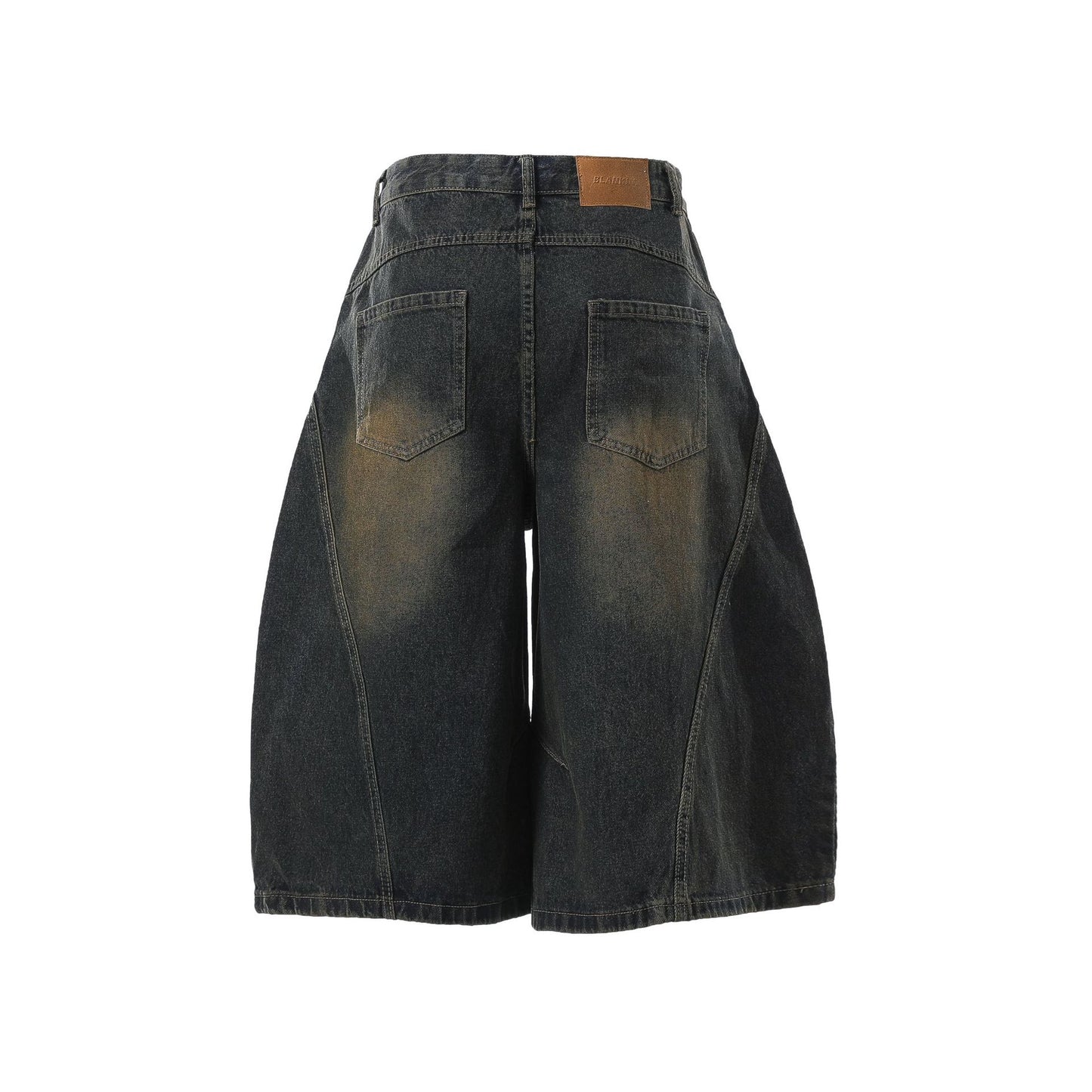 Washed Curved Denim Half Jeans WN25980