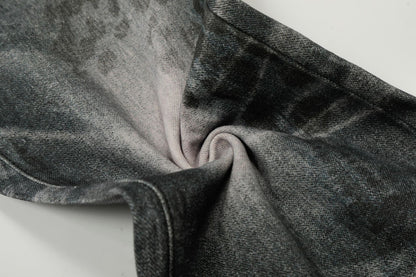 Washed Whisker Straight Denim Jeans WN26074