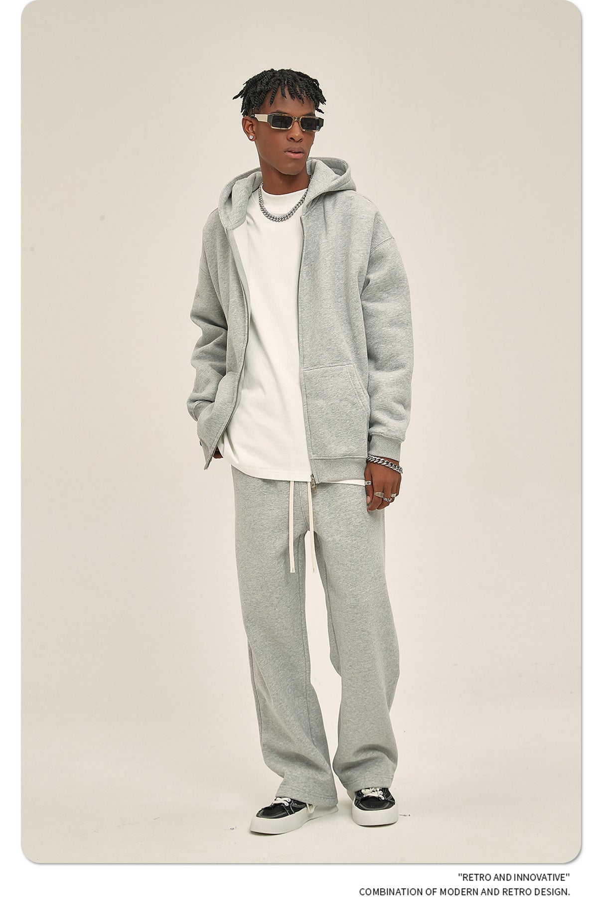 Oversize Heavyweight Zipper Hoodie & Heavyweight Sweatpants Setup WN6640