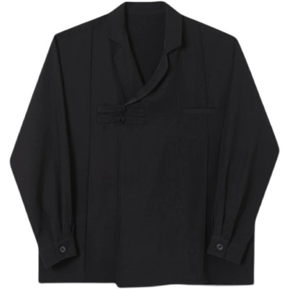 Chinese Style Asymmetrical Slant Opening Long Sleeve Shirt WN19333
